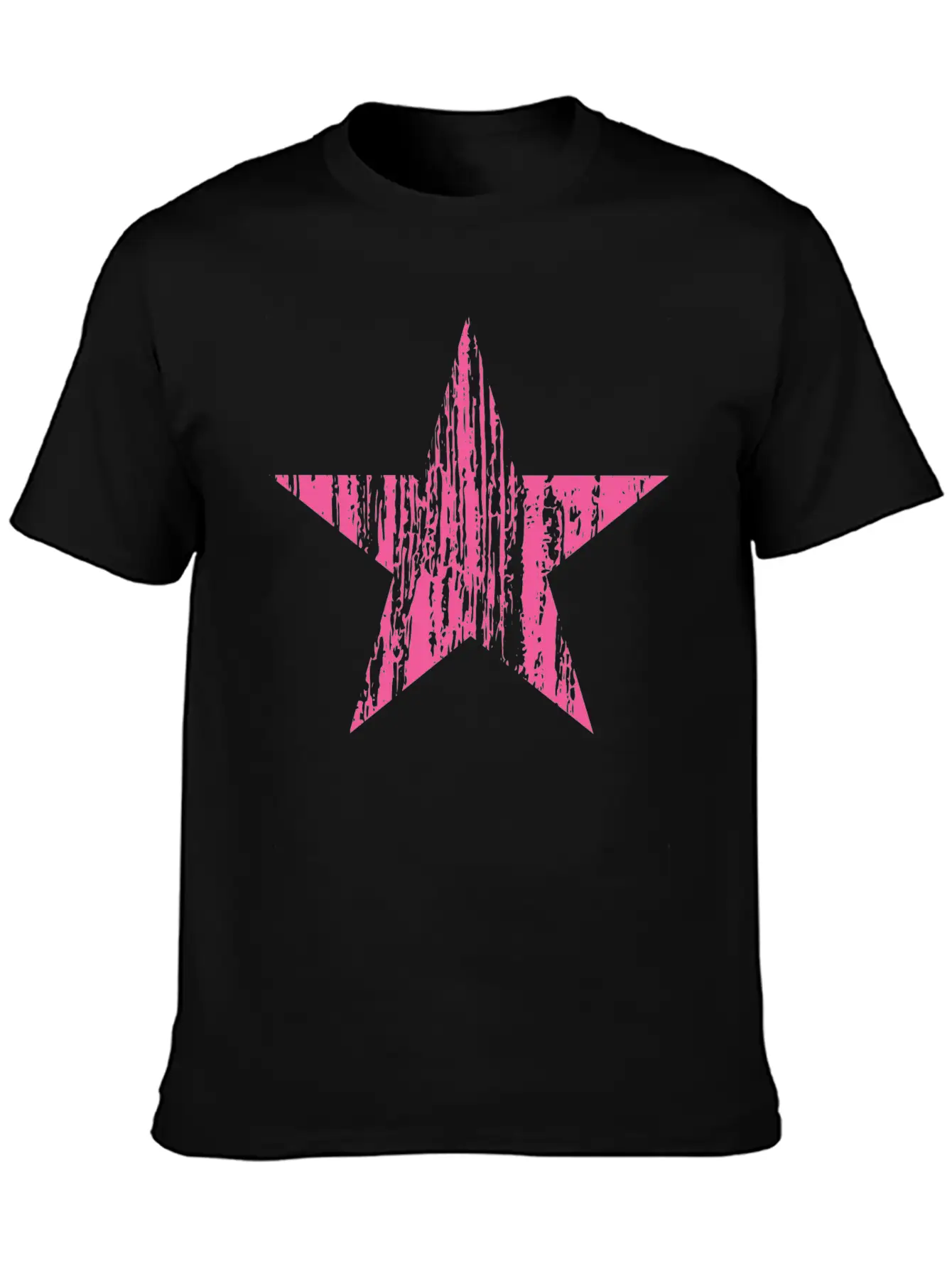 Original Vintage Patriotic Grunge Pink Star Design Unisex Short Sleeve Soft Cotton T-Shirt – Casual Everyday Wear