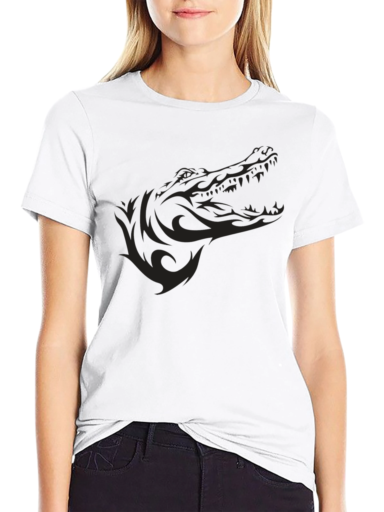 Mens Black Crocodile Graphic Tee - Stylish & Unique!