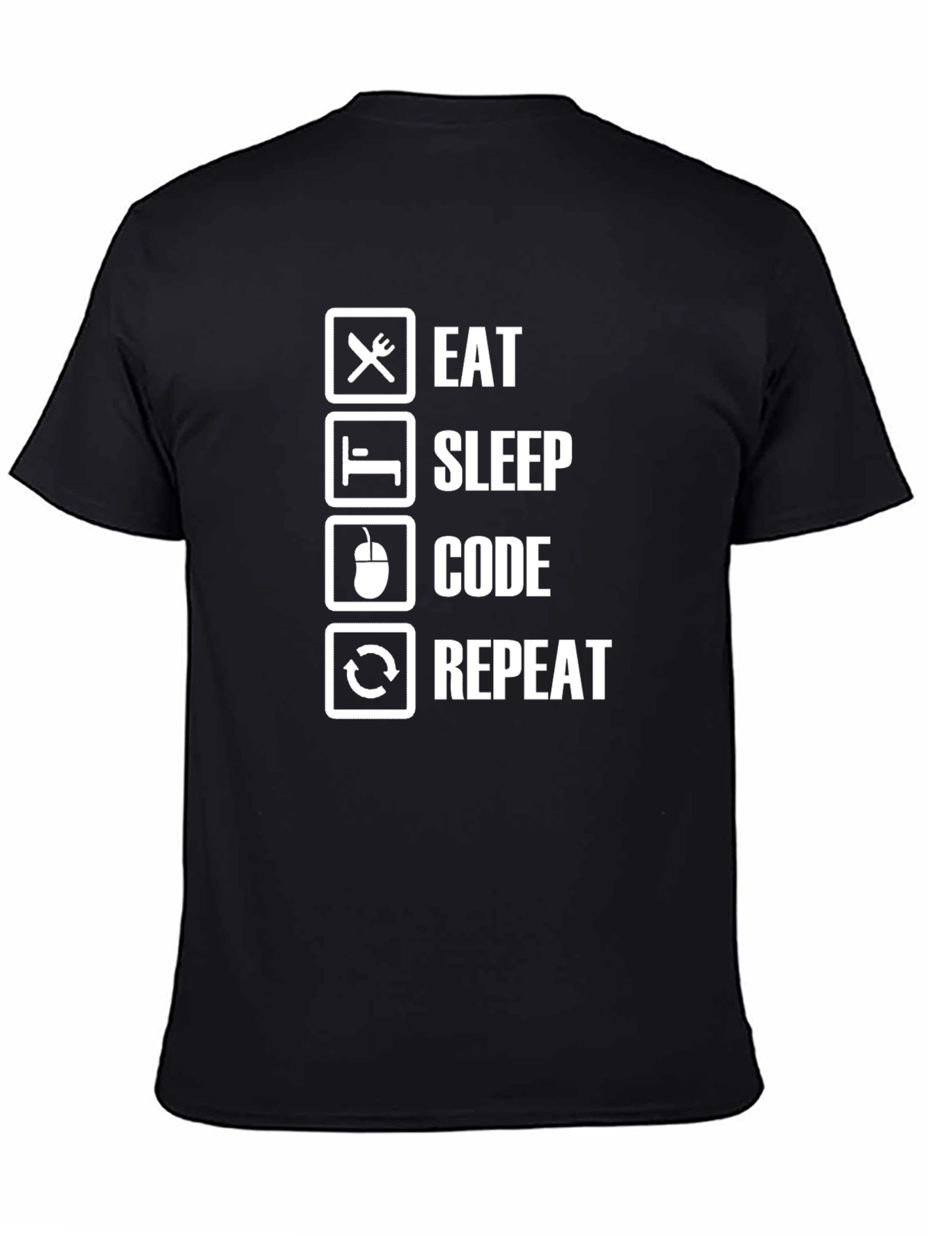 Eat Sleep Code Repeat Black T-Shirt Programmer Gift