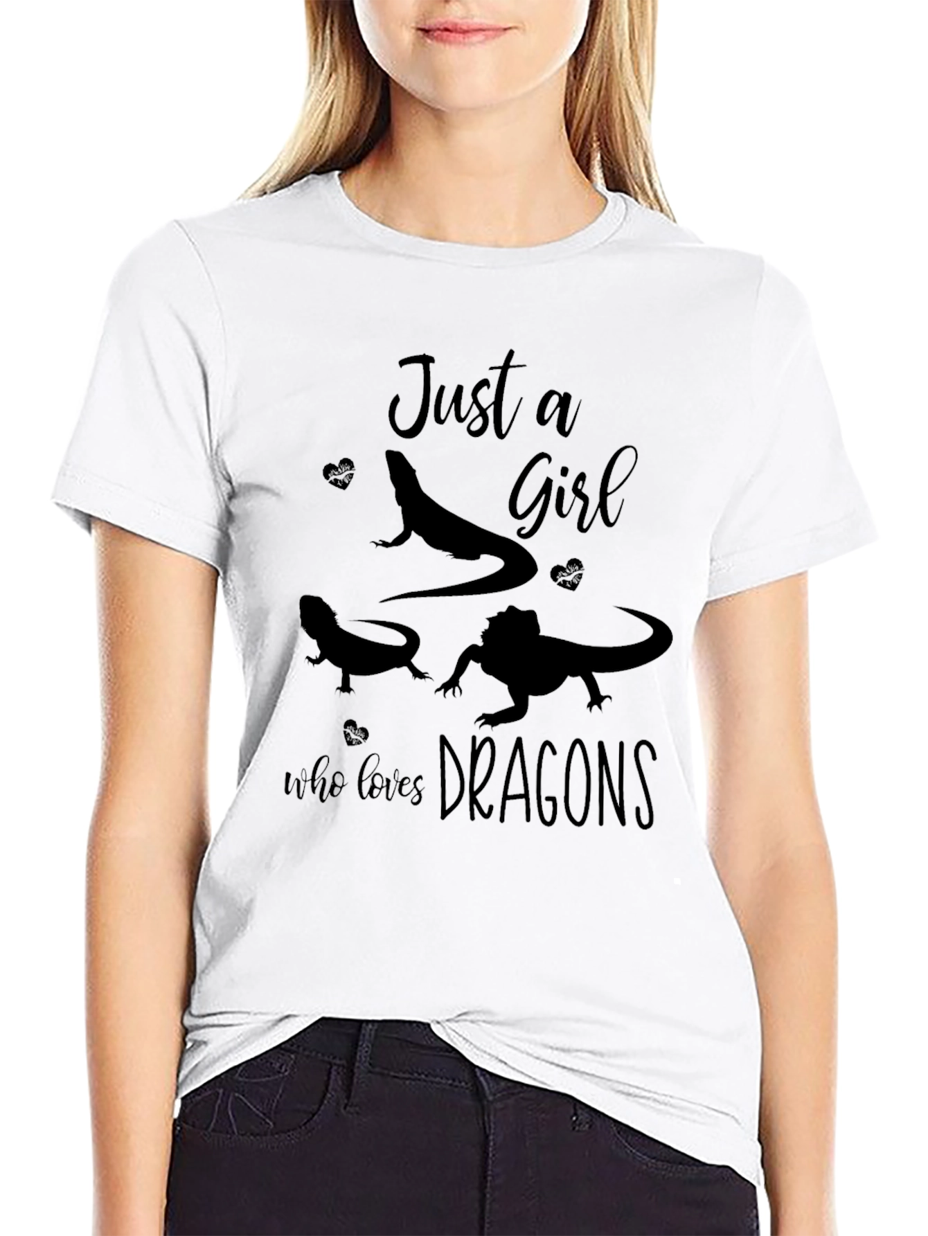 Just a Girl Who Loves Dragons Black T-Shirt