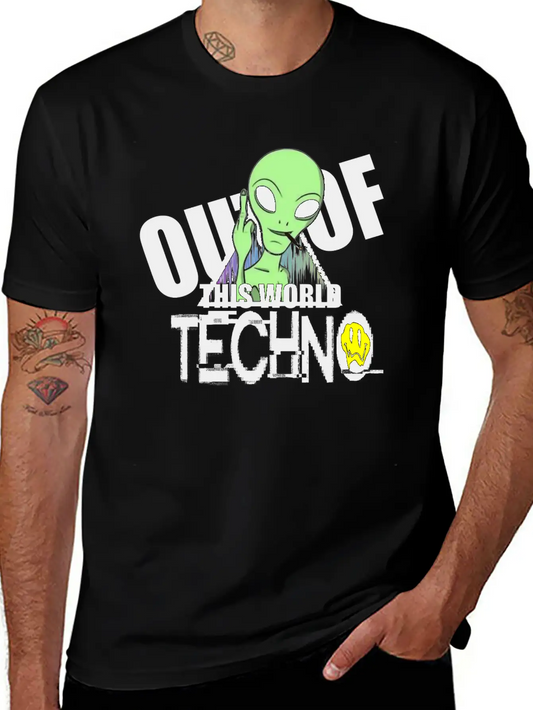 Out Of This World Techno Rave Face Unisex Short Sleeve Soft Cotton T-Shirt – Casual Everyday Wear