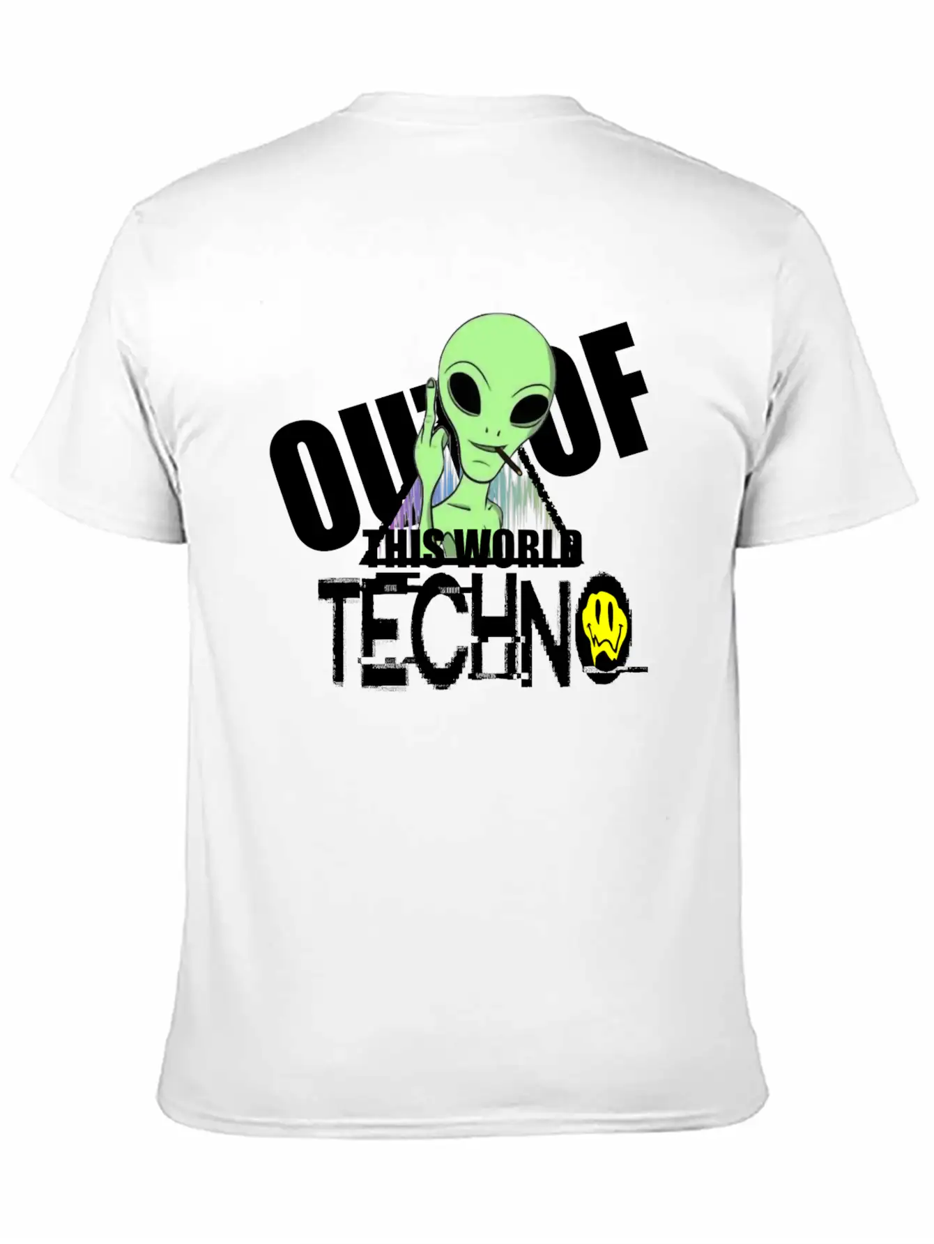 Out Of This World Techno Rave Face Unisex Short Sleeve Soft Cotton T-Shirt – Casual Everyday Wear