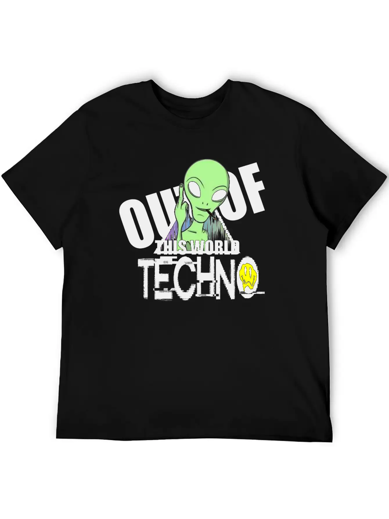 Out Of This World Techno Rave Face Unisex Short Sleeve Soft Cotton T-Shirt – Casual Everyday Wear