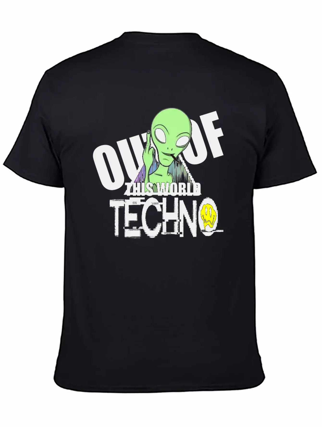 Out Of This World Techno Rave Face Unisex Short Sleeve Soft Cotton T-Shirt – Casual Everyday Wear