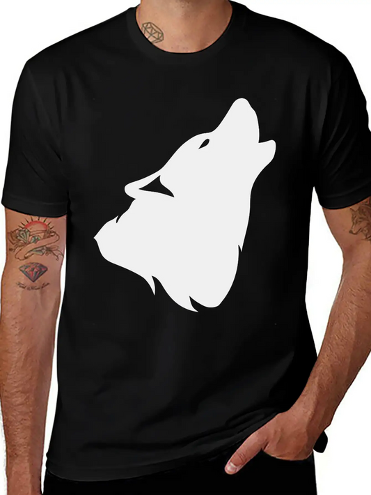 Outline Howling Wolf Shadow 0 Comfortable Minimalist Graphic Tee – Summer Style Essential