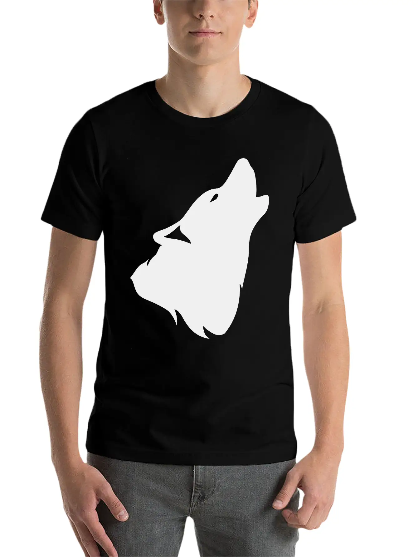 Outline Howling Wolf Shadow 0 Comfortable Minimalist Graphic Tee – Summer Style Essential
