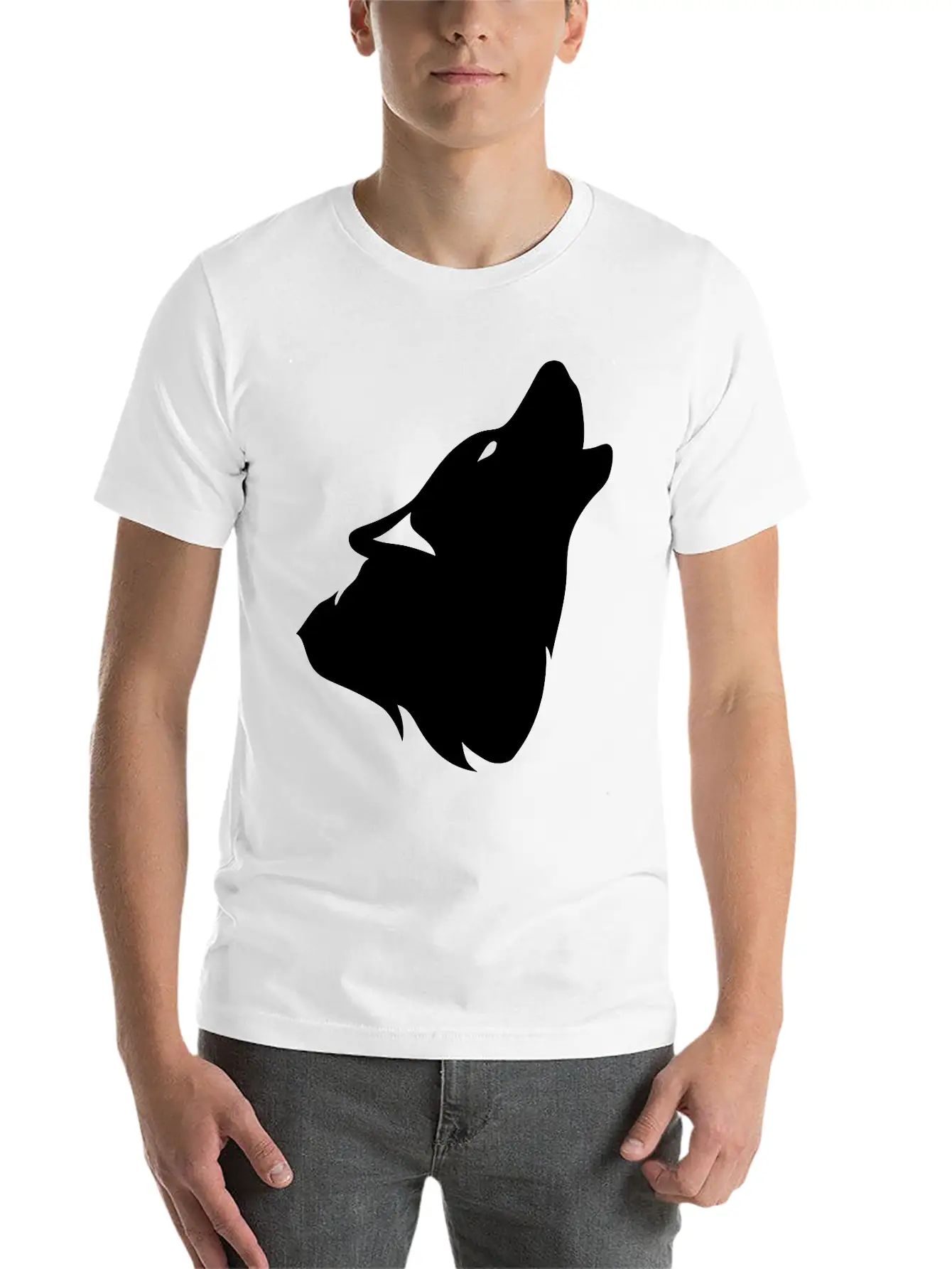 Outline Howling Wolf Shadow 0 Comfortable Minimalist Graphic Tee – Summer Style Essential