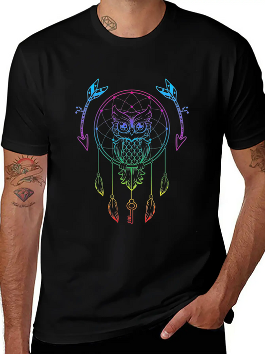 Owl Beautiful Dreamcatcher Spiritual Pastel Timeless Short Sleeve Tee – Comfy And Minimalist Design