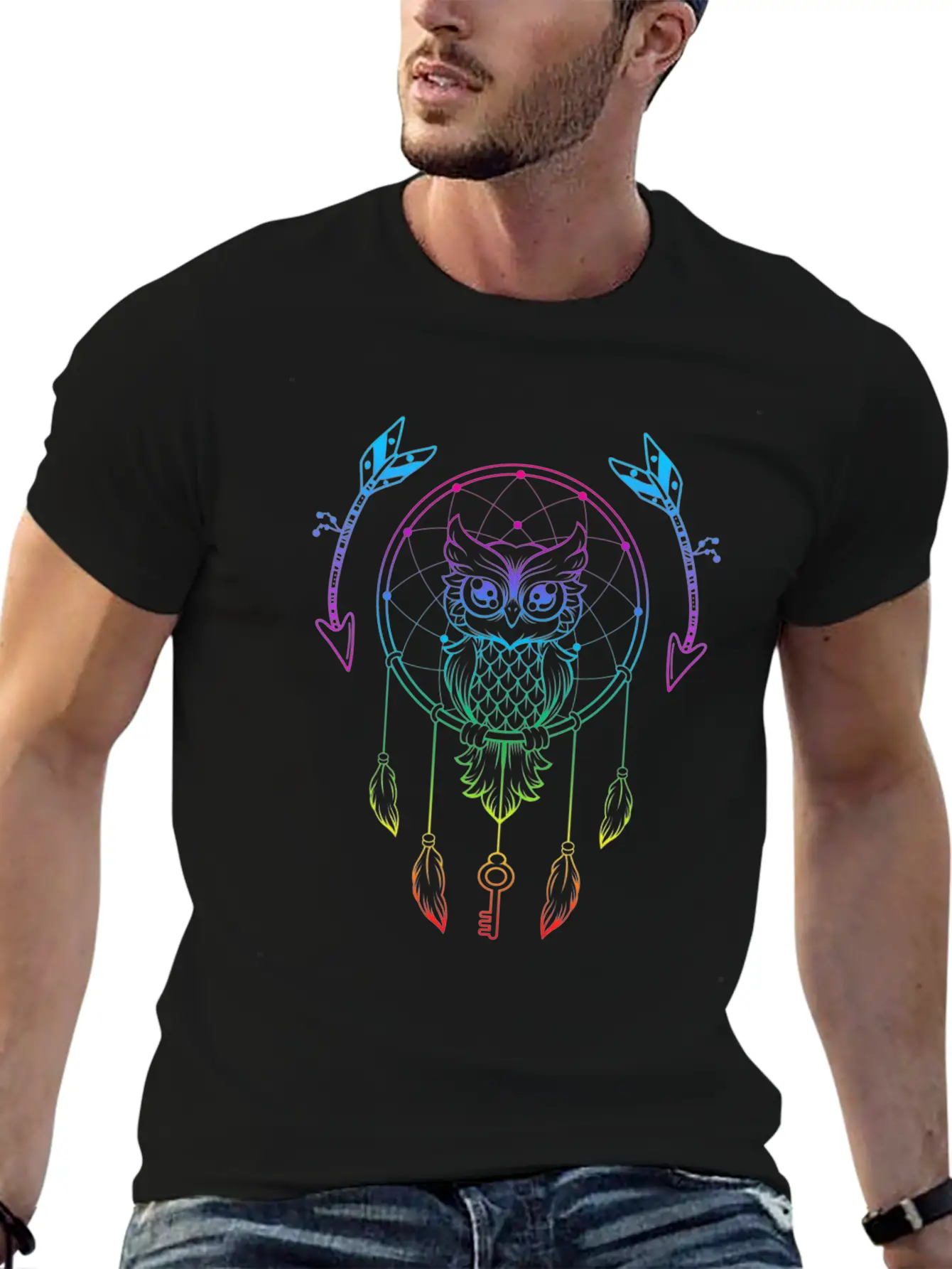 Owl Beautiful Dreamcatcher Spiritual Pastel Timeless Short Sleeve Tee – Comfy And Minimalist Design