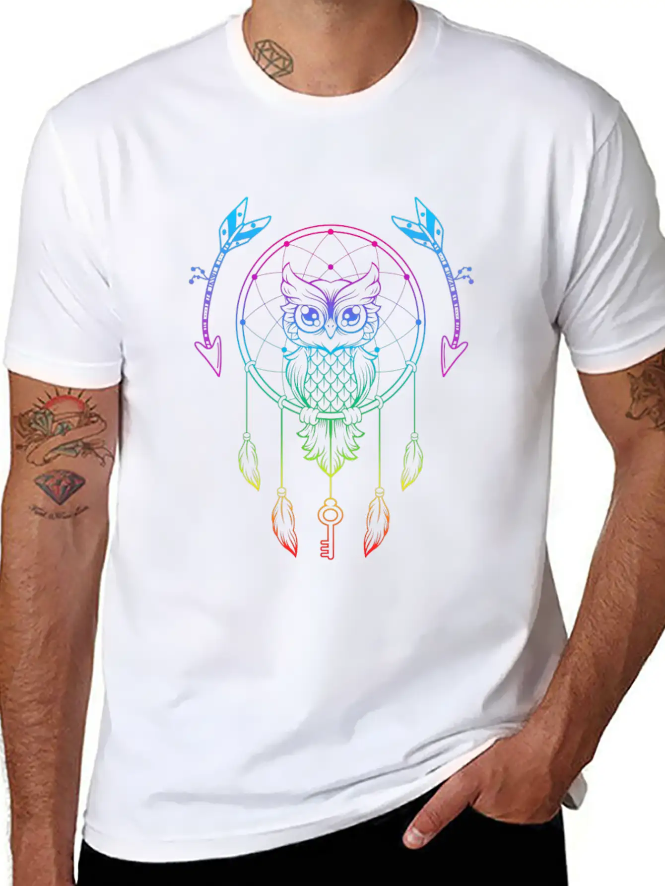 Owl Beautiful Dreamcatcher Spiritual Pastel Timeless Short Sleeve Tee – Comfy And Minimalist Design
