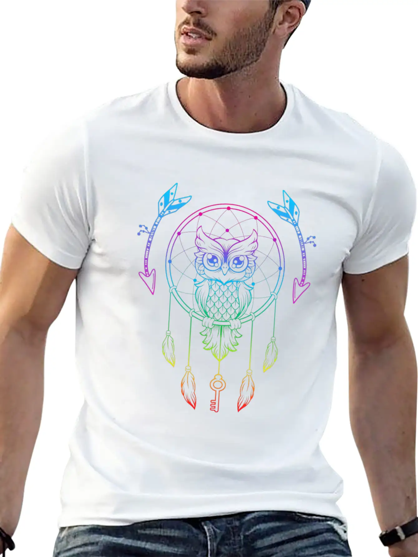 Owl Beautiful Dreamcatcher Spiritual Pastel Timeless Short Sleeve Tee – Comfy And Minimalist Design