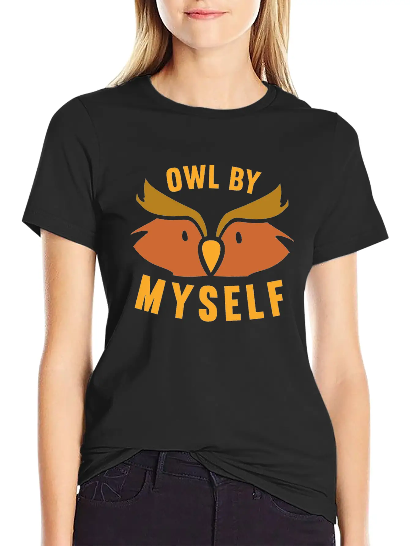 Owl By Myself Cute Owl For Women Girls Comfortable Minimalist Graphic Tee – Summer Style Essential