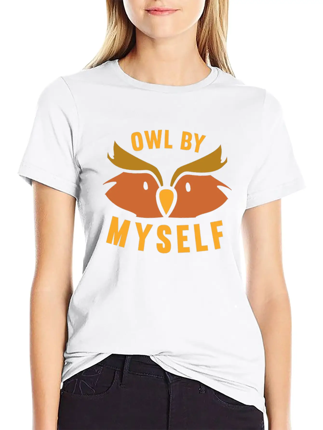 Owl By Myself Cute Owl For Women Girls Comfortable Minimalist Graphic Tee – Summer Style Essential