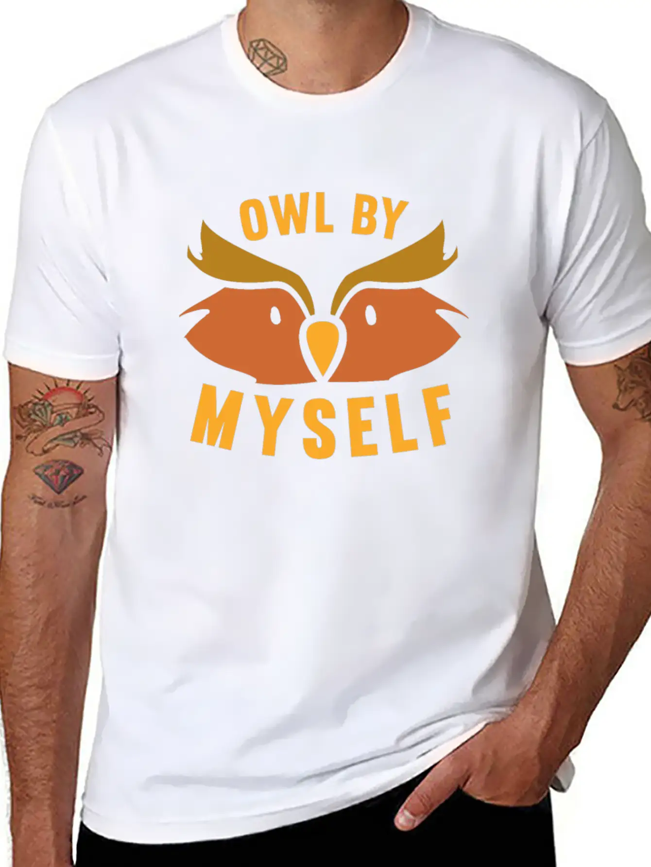 Owl By Myself Cute Owl For Women Girls Comfortable Minimalist Graphic Tee – Summer Style Essential