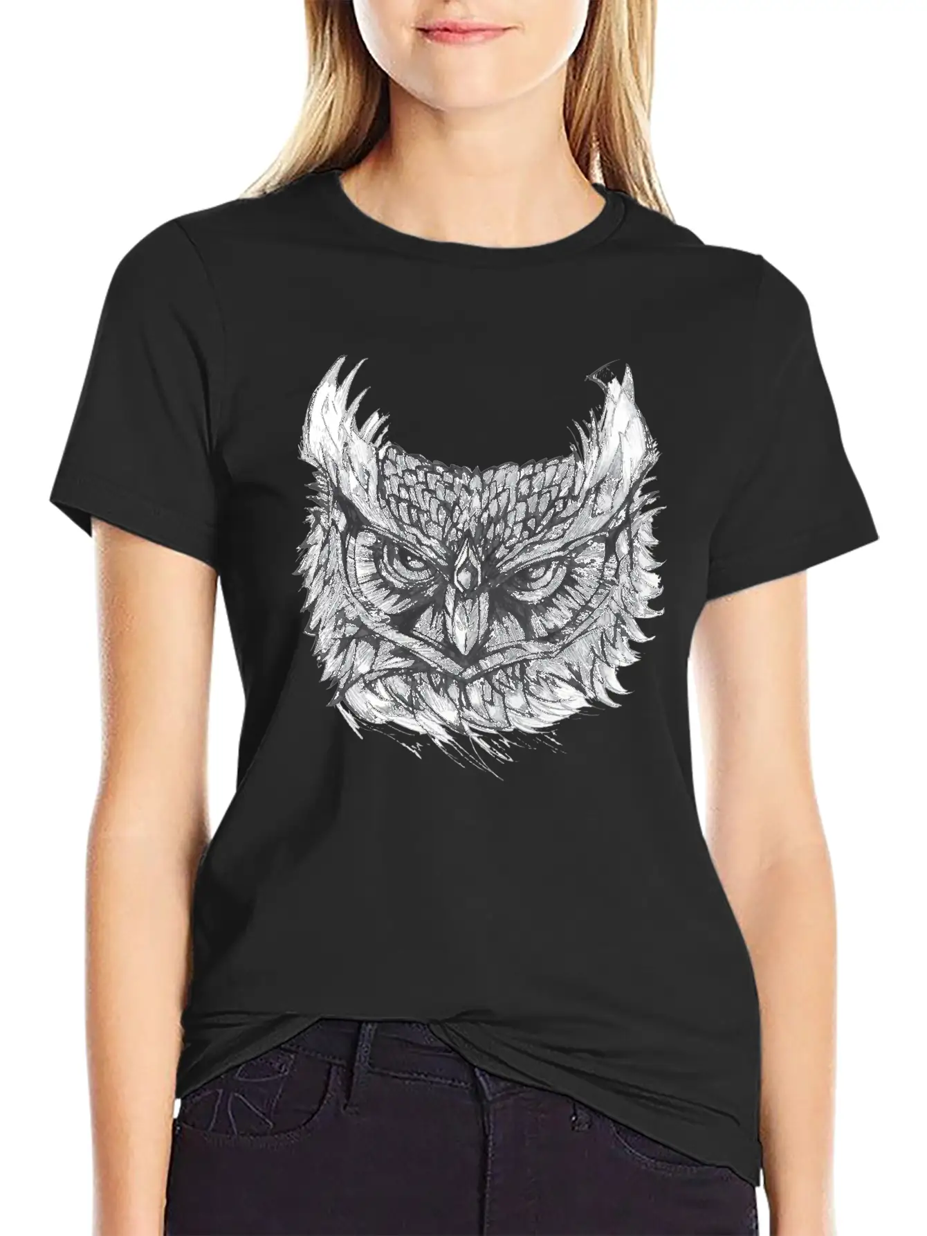 Owl Drawing Stylish Everyday T-Shirt – Unisex Basic Cotton Tee