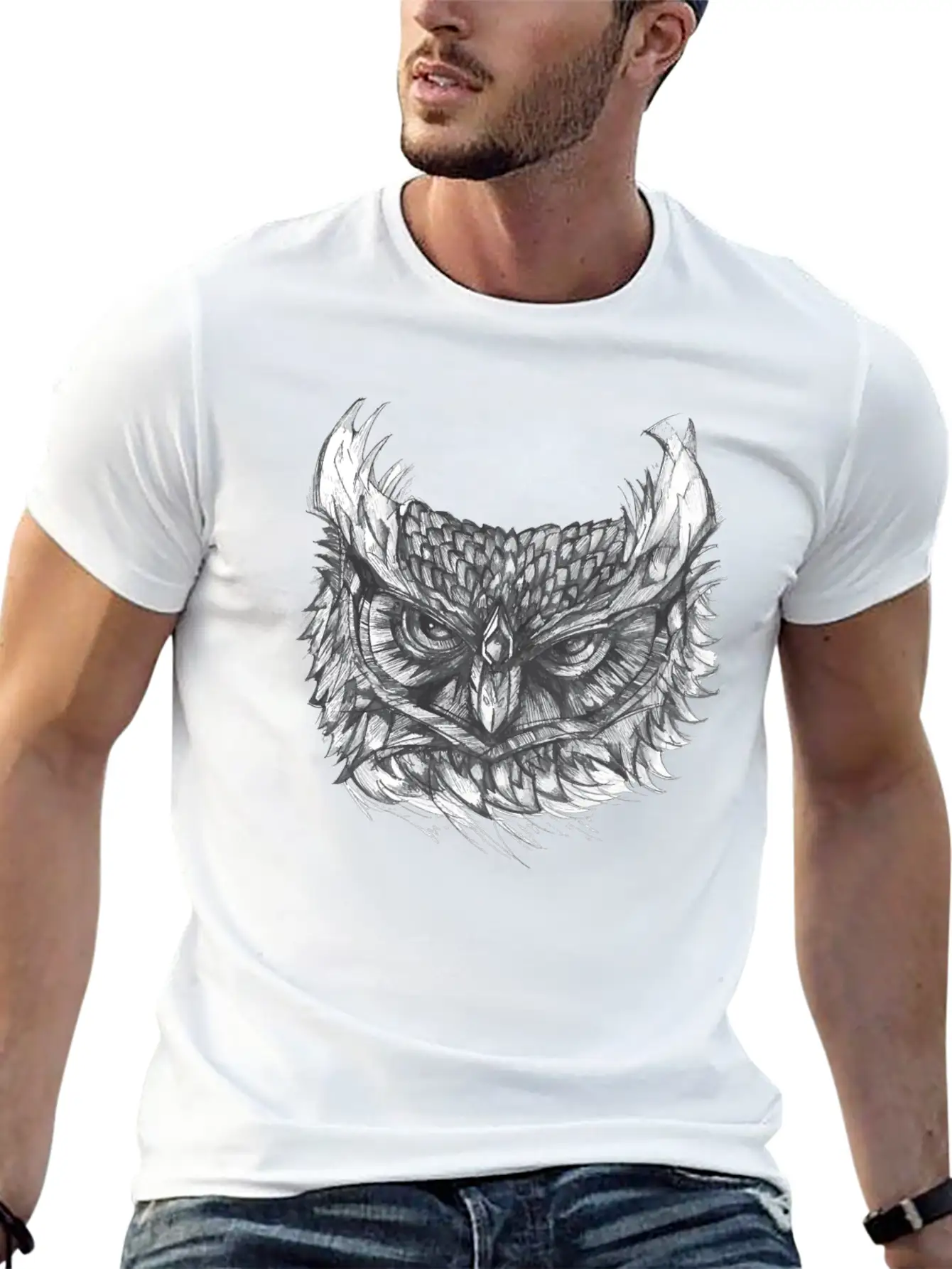 Owl Drawing Stylish Everyday T-Shirt – Unisex Basic Cotton Tee