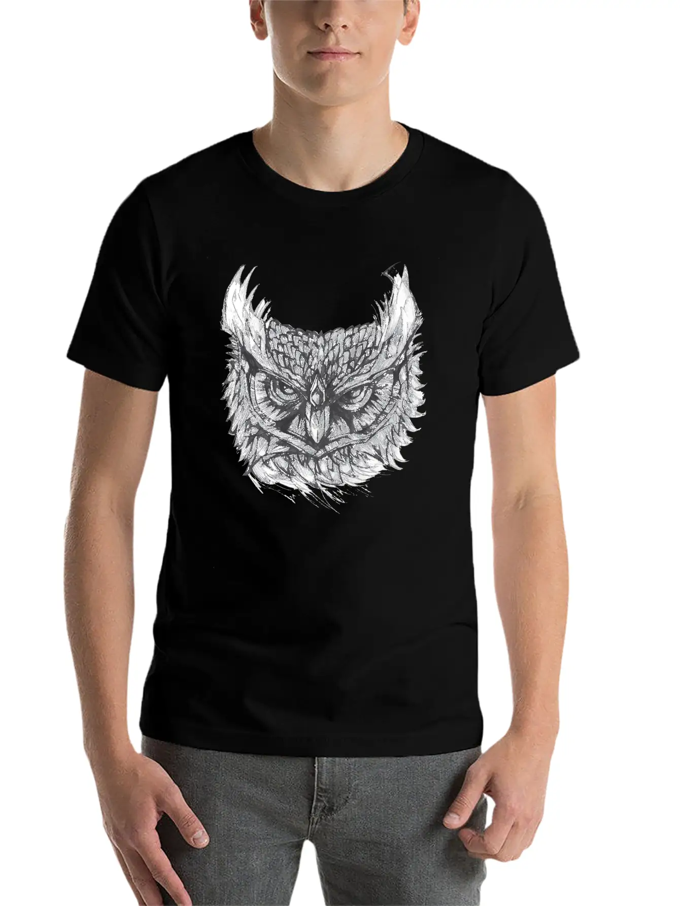 Owl Drawing Stylish Everyday T-Shirt – Unisex Basic Cotton Tee