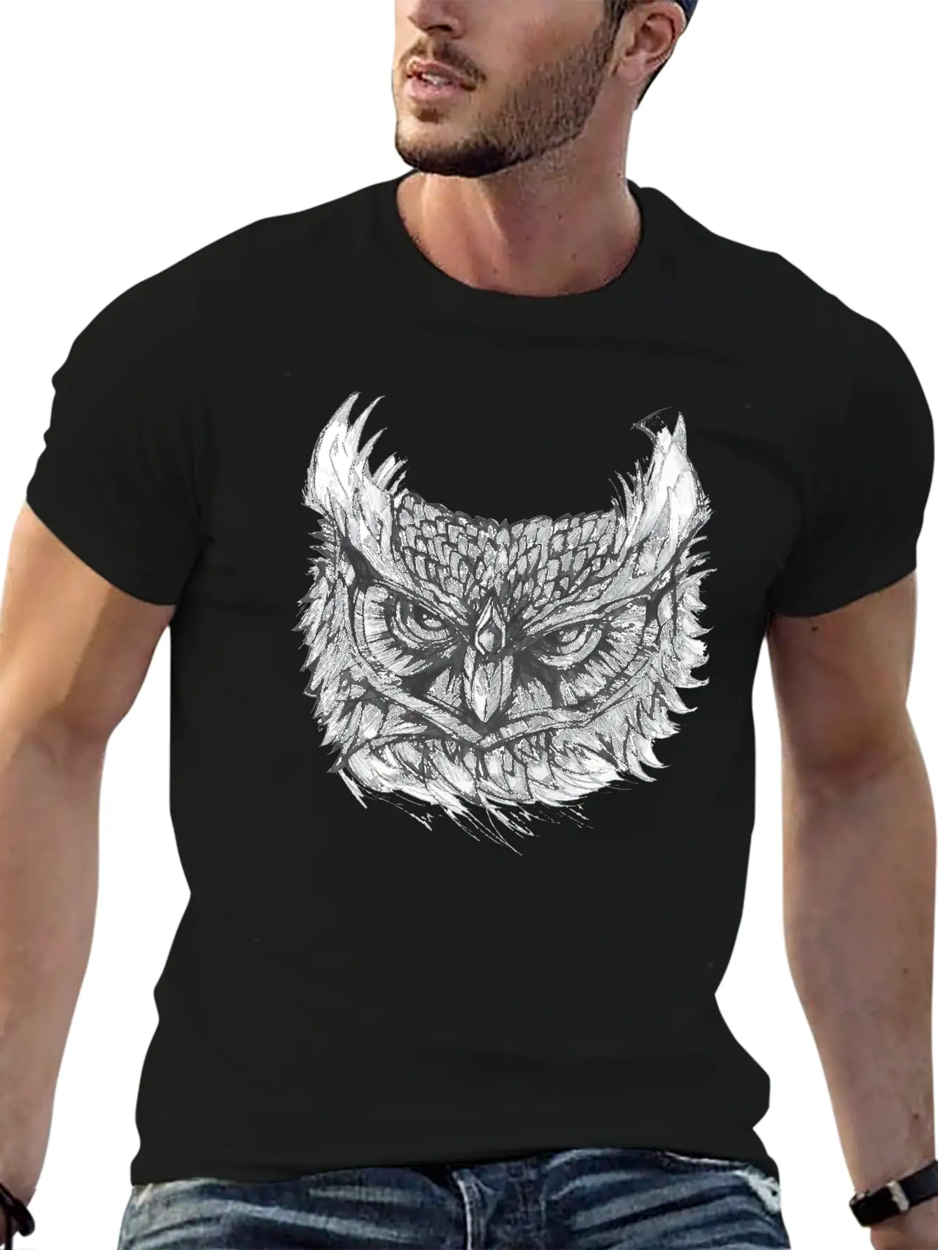 Owl Drawing Stylish Everyday T-Shirt – Unisex Basic Cotton Tee