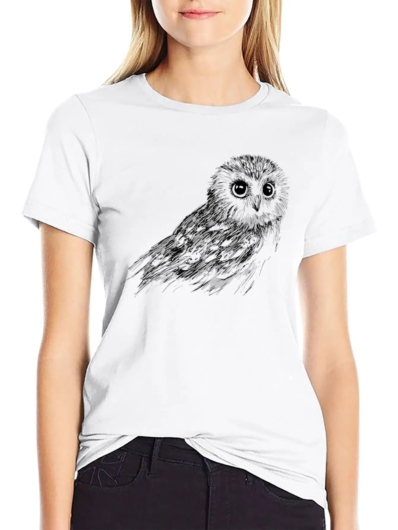 Owl Sketch Comfortable Minimalist Graphic Tee – Summer Style Essential