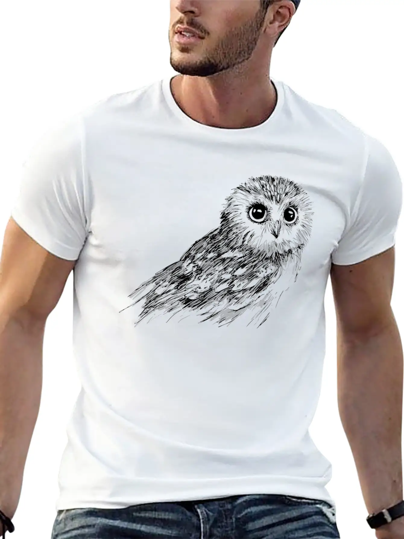 Owl Sketch Comfortable Minimalist Graphic Tee – Summer Style Essential
