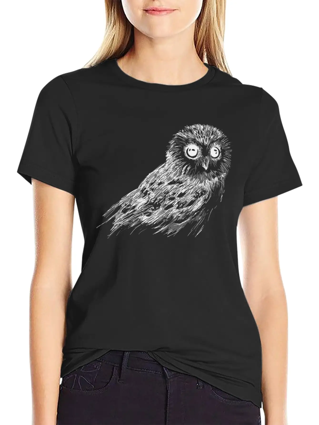 Owl Sketch Comfortable Minimalist Graphic Tee – Summer Style Essential