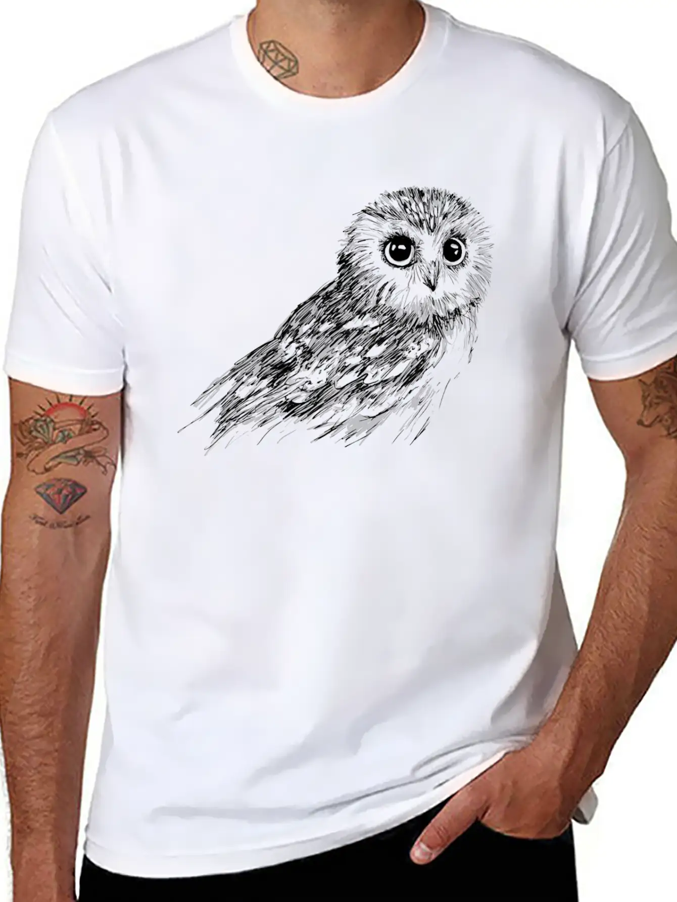Owl Sketch Comfortable Minimalist Graphic Tee – Summer Style Essential