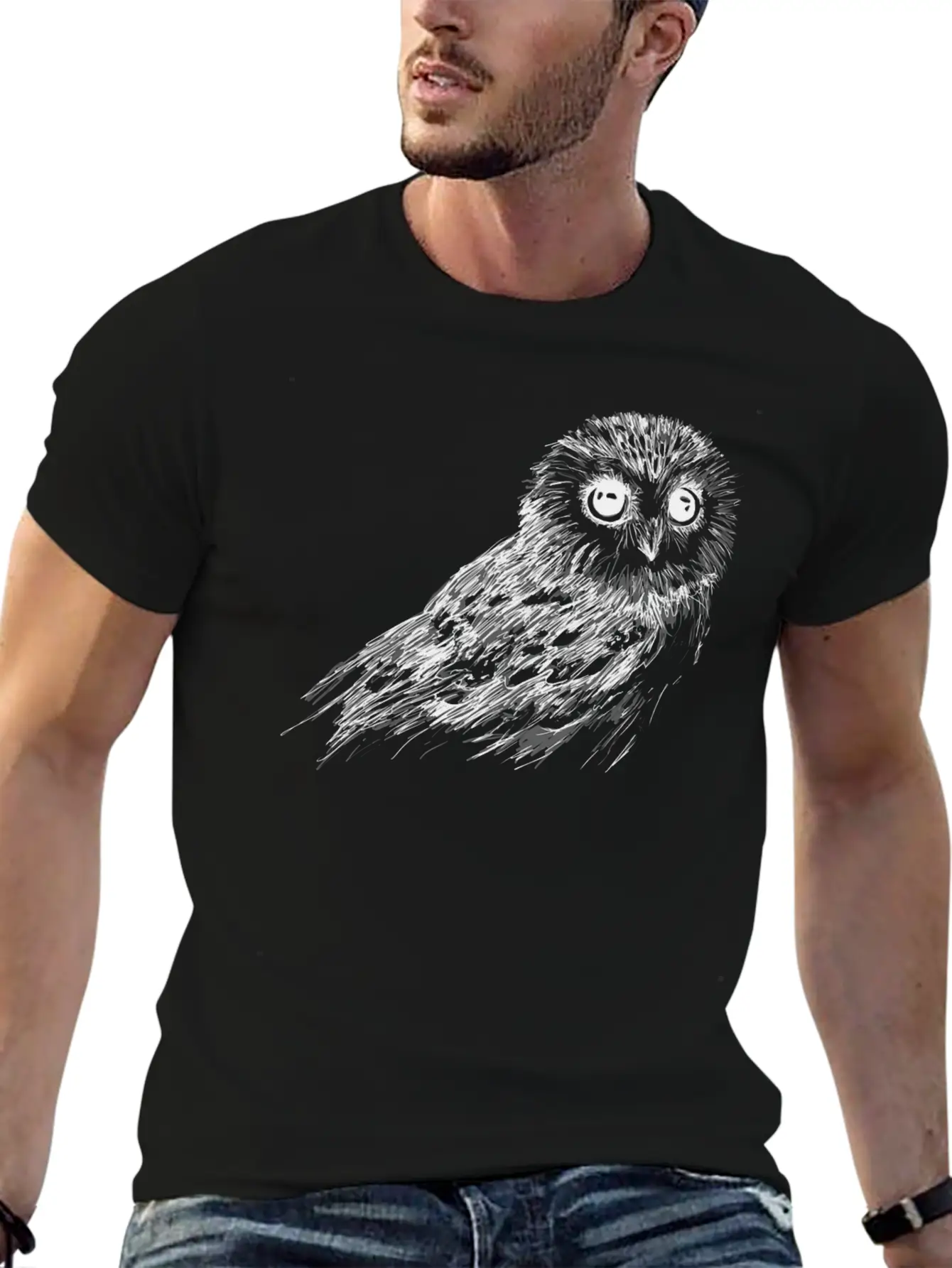 Owl Sketch Comfortable Minimalist Graphic Tee – Summer Style Essential