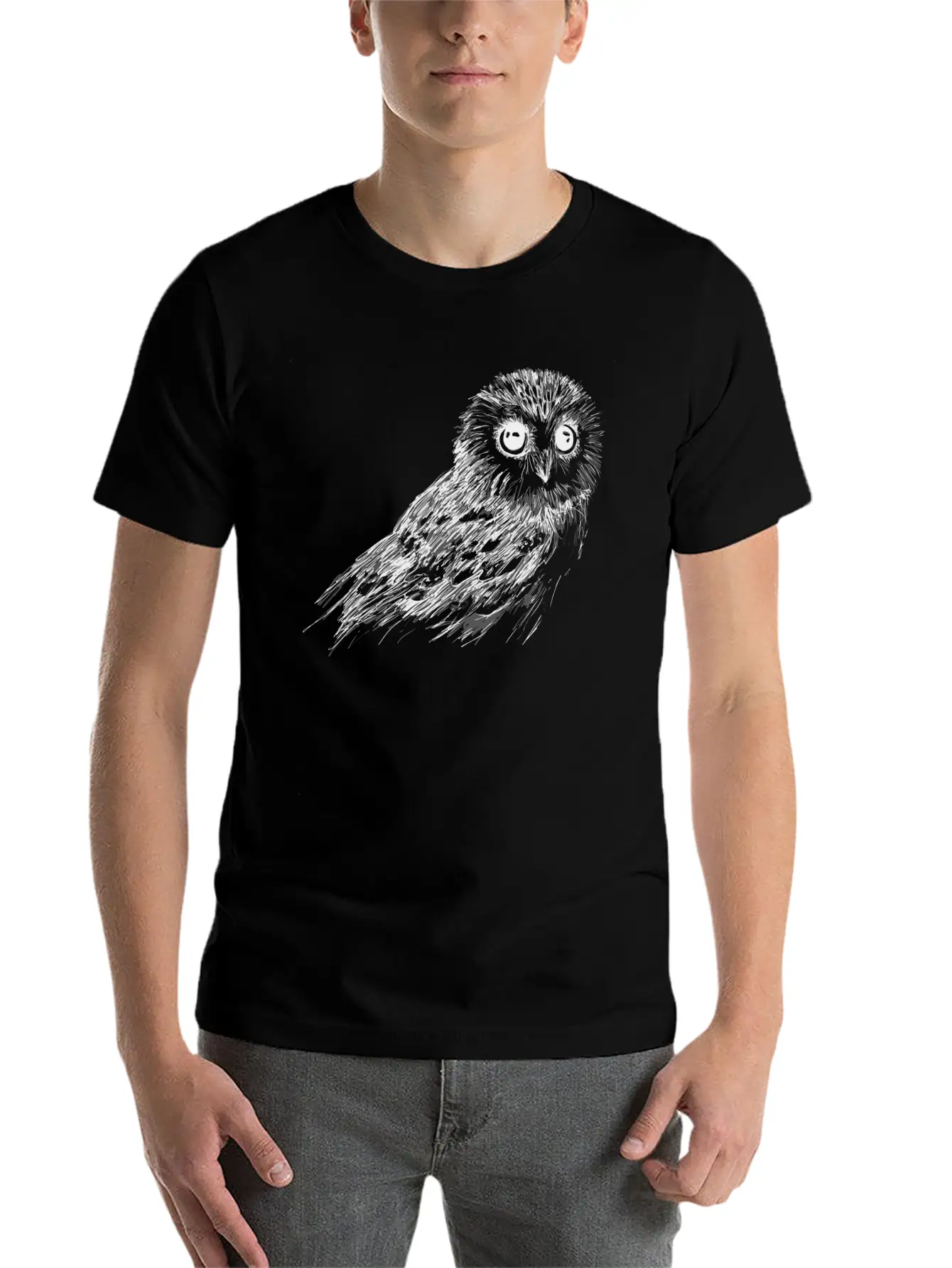 Owl Sketch Comfortable Minimalist Graphic Tee – Summer Style Essential
