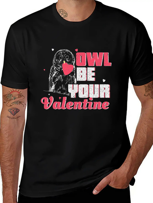 Owl Valentine's Day Gift Unisex Short Sleeve Soft Cotton T-Shirt – Casual Everyday Wear