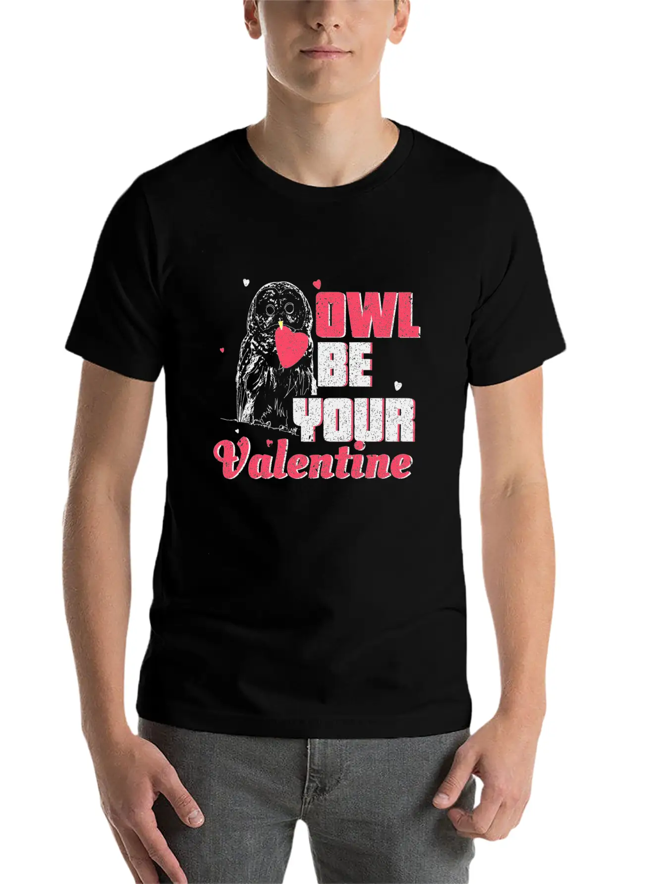 Owl Valentine's Day Gift Unisex Short Sleeve Soft Cotton T-Shirt – Casual Everyday Wear