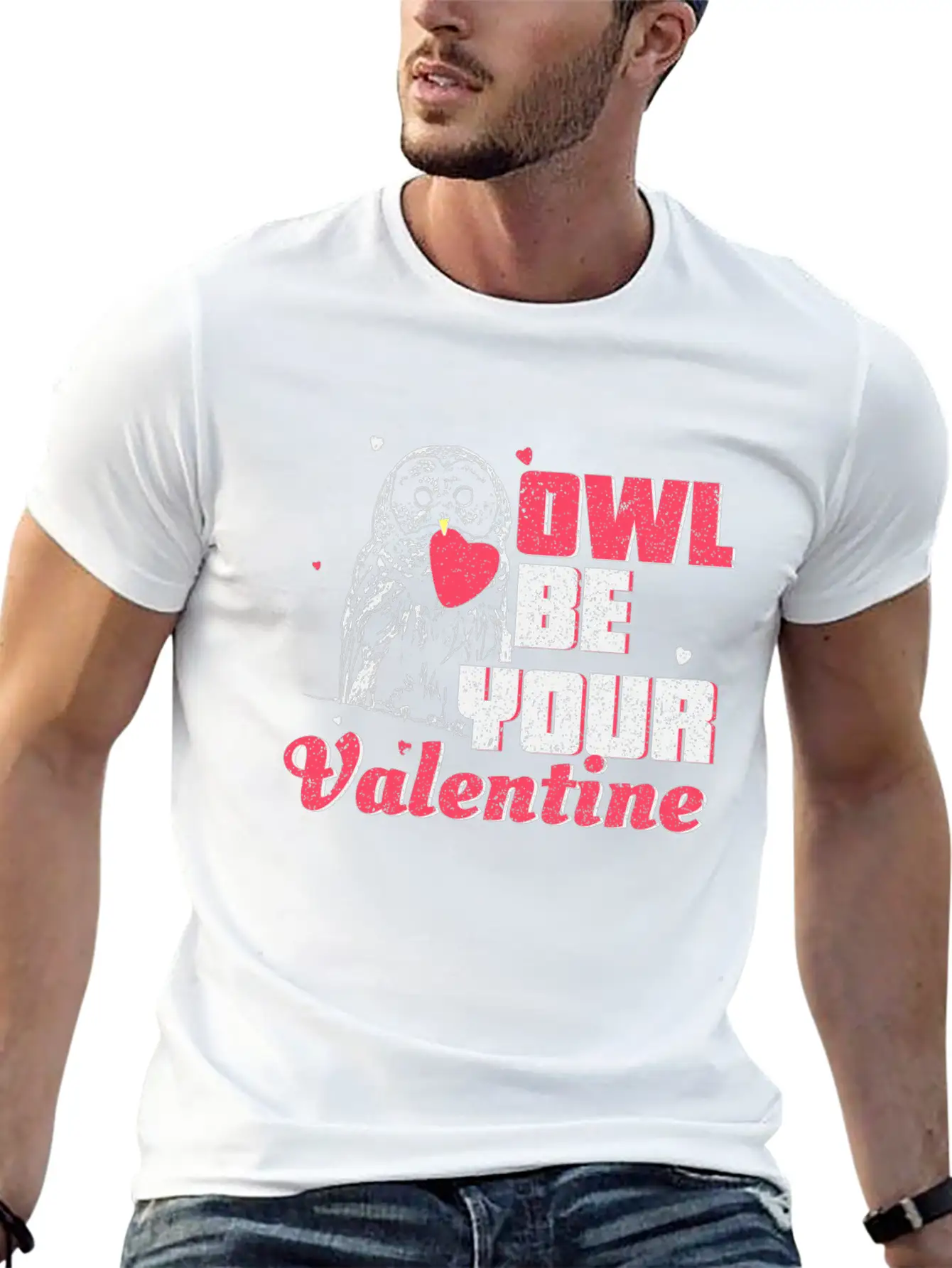 Owl Valentine's Day Gift Unisex Short Sleeve Soft Cotton T-Shirt – Casual Everyday Wear