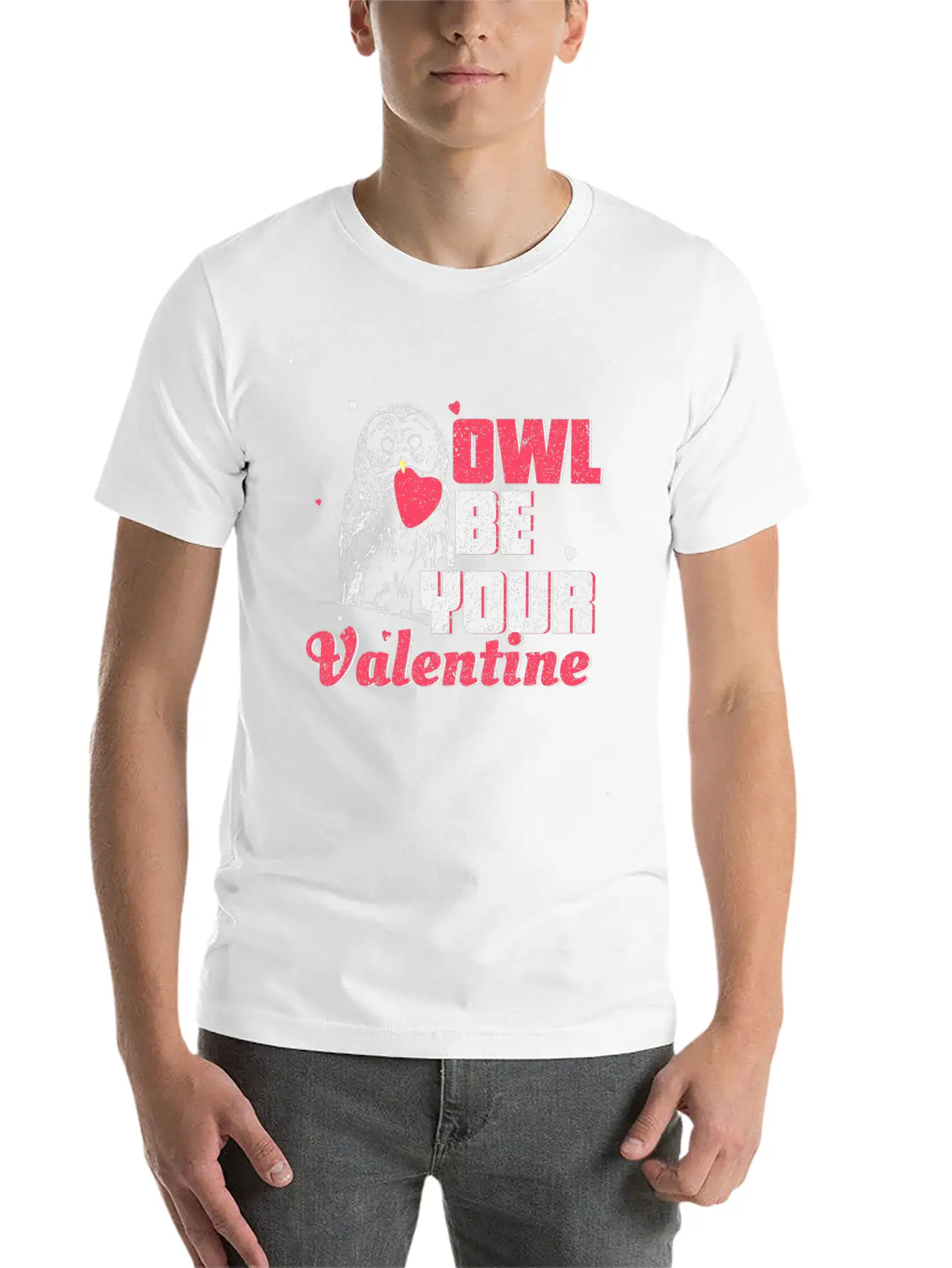 Owl Valentine's Day Gift Unisex Short Sleeve Soft Cotton T-Shirt – Casual Everyday Wear