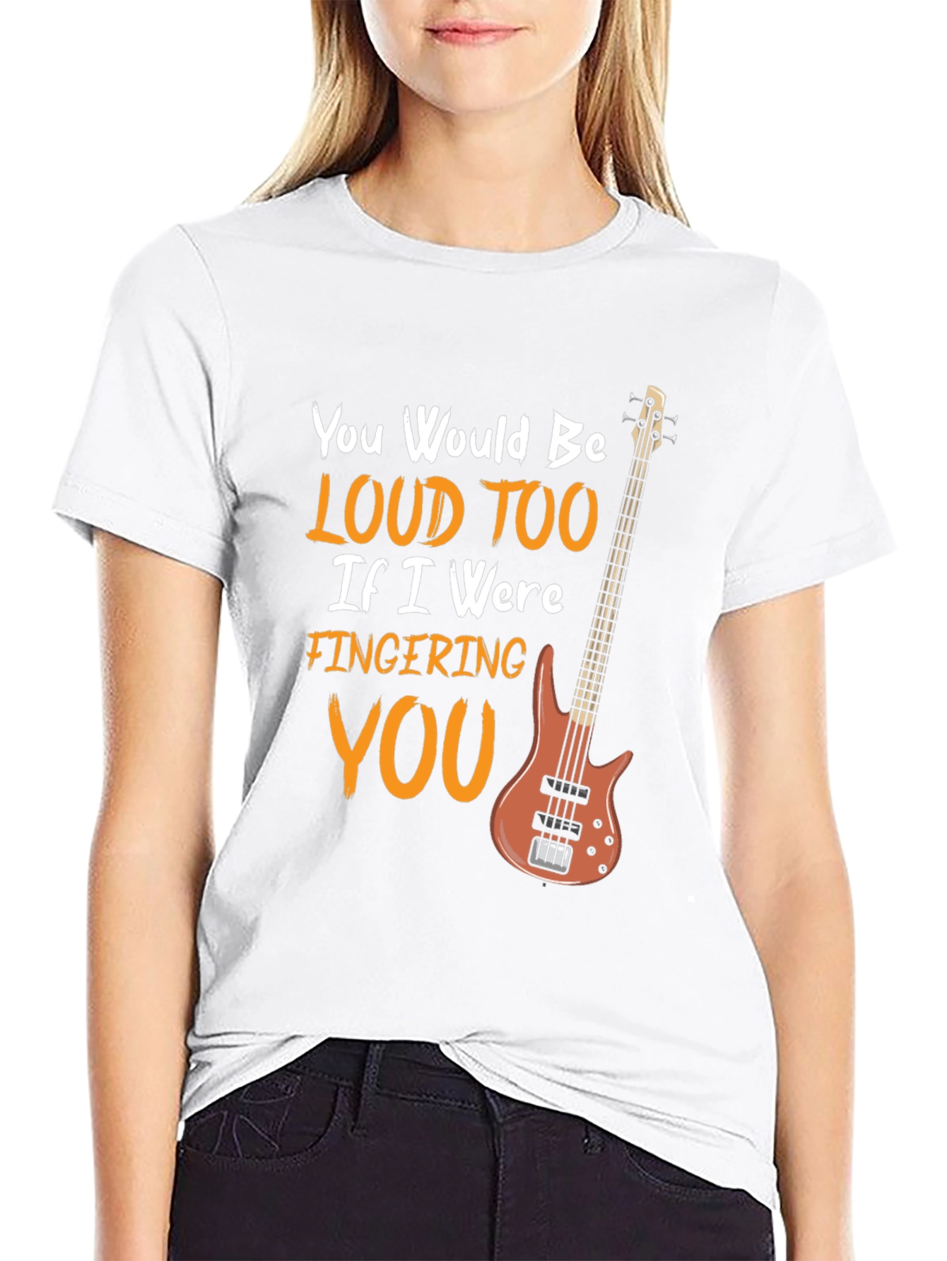 Loud Too Funny Bass Guitar Musician Black T-Shirt