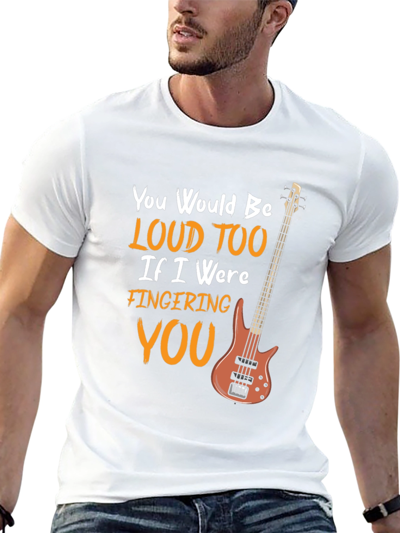 Loud Too Funny Bass Guitar Musician Black T-Shirt
