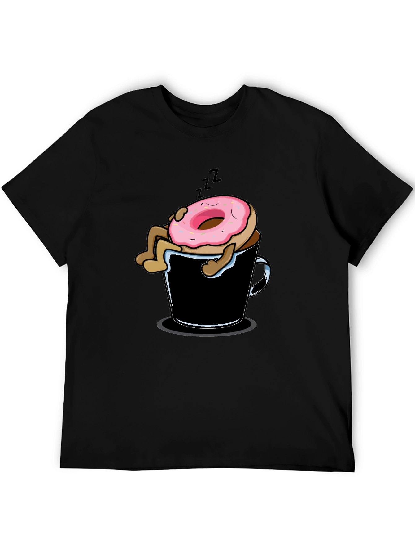 Donut Sleeping in Coffee Mug Graphic T-Shirt