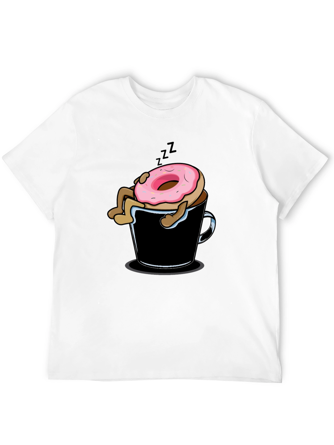 Donut Sleeping in Coffee Mug Graphic T-Shirt