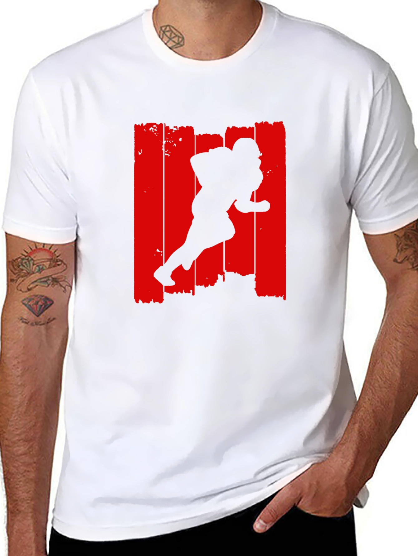 Football Player Graphic Tee - Black