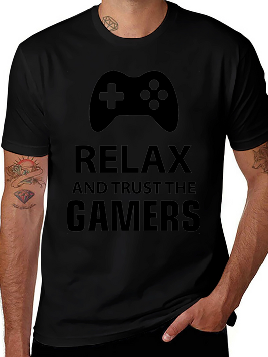 Relax & Trust Gamers Black Graphic Tee