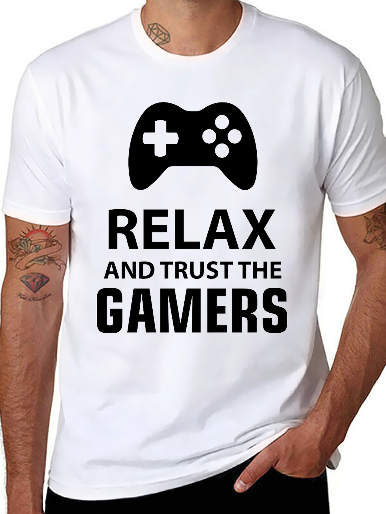 Relax & Trust Gamers Black Graphic Tee