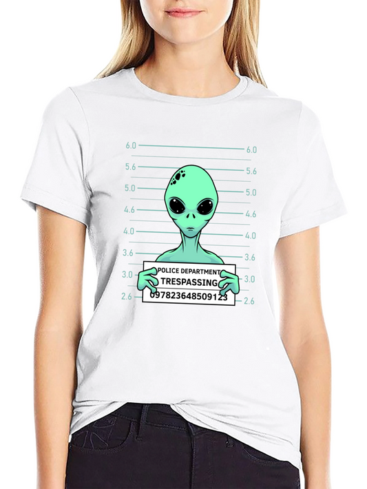 Alien Mugshot T-Shirt - Trespassing Funny Tee