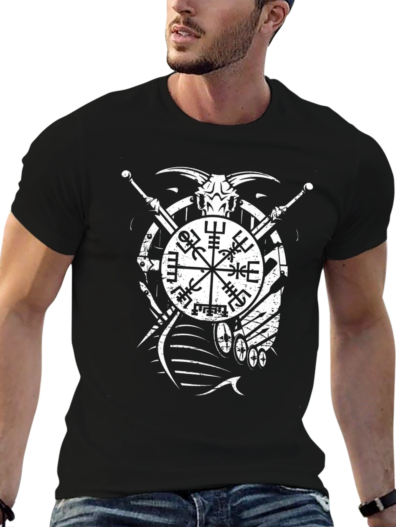 Viking Compass Graphic Tee - Black