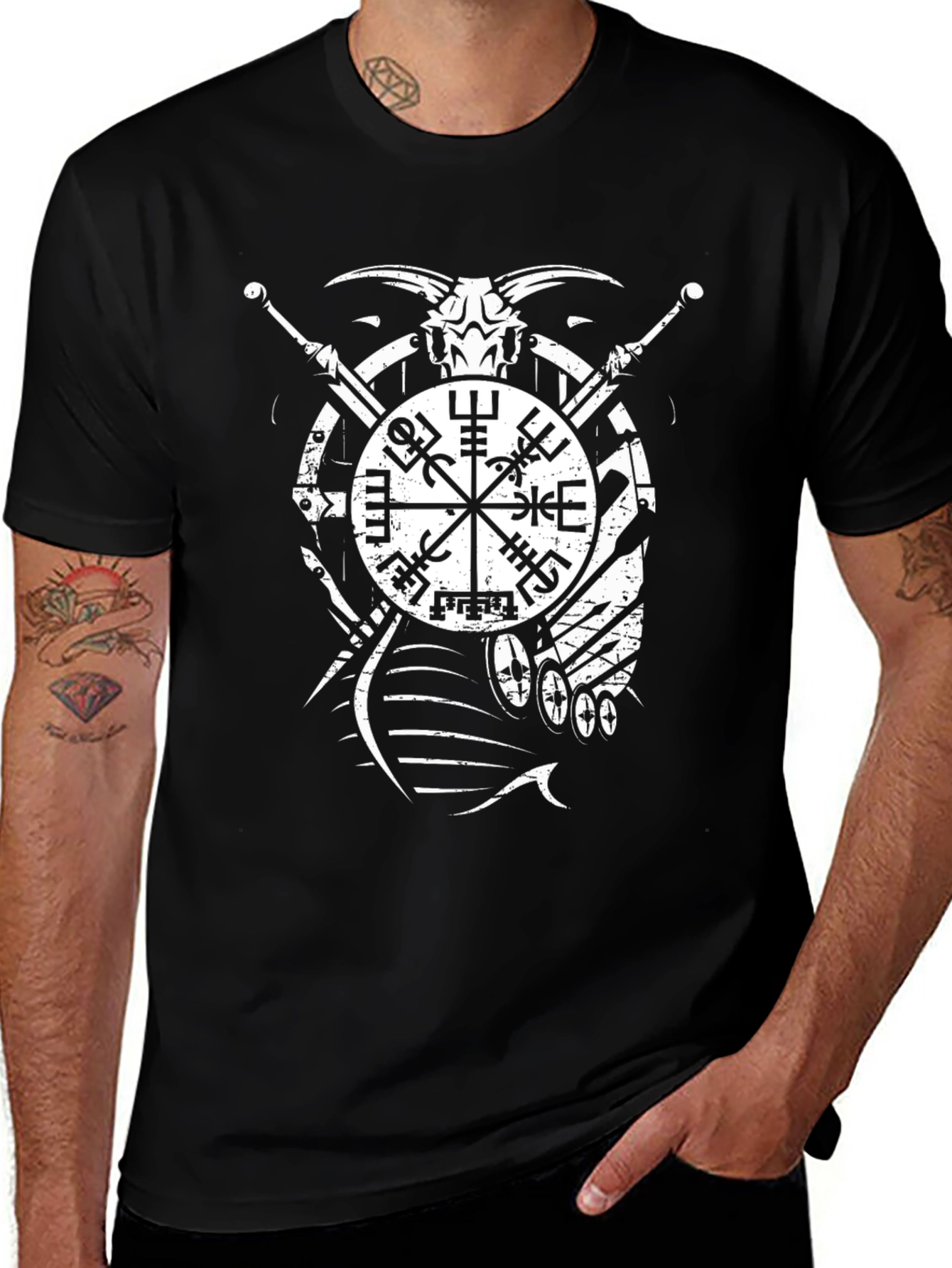 Viking Compass Graphic Tee - Black