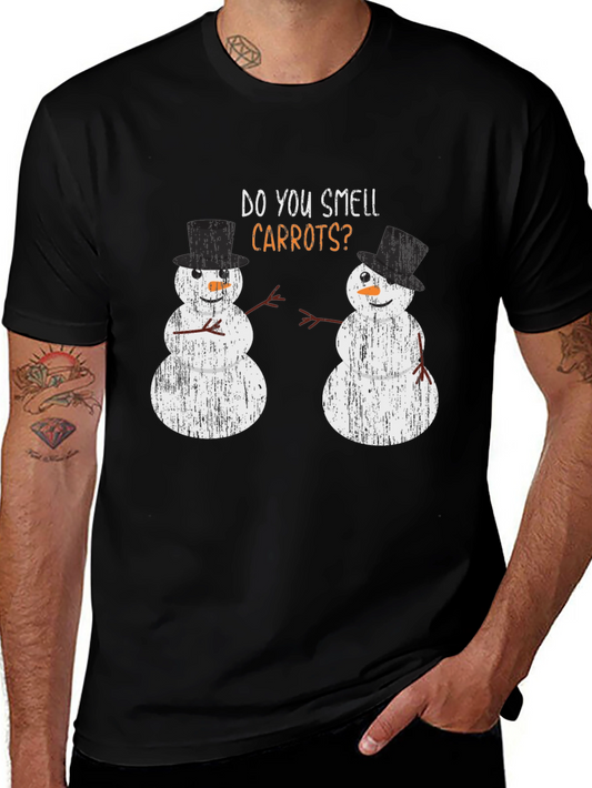 Do You Smell Carrots? Funny Snowman Graphic T-Shirt