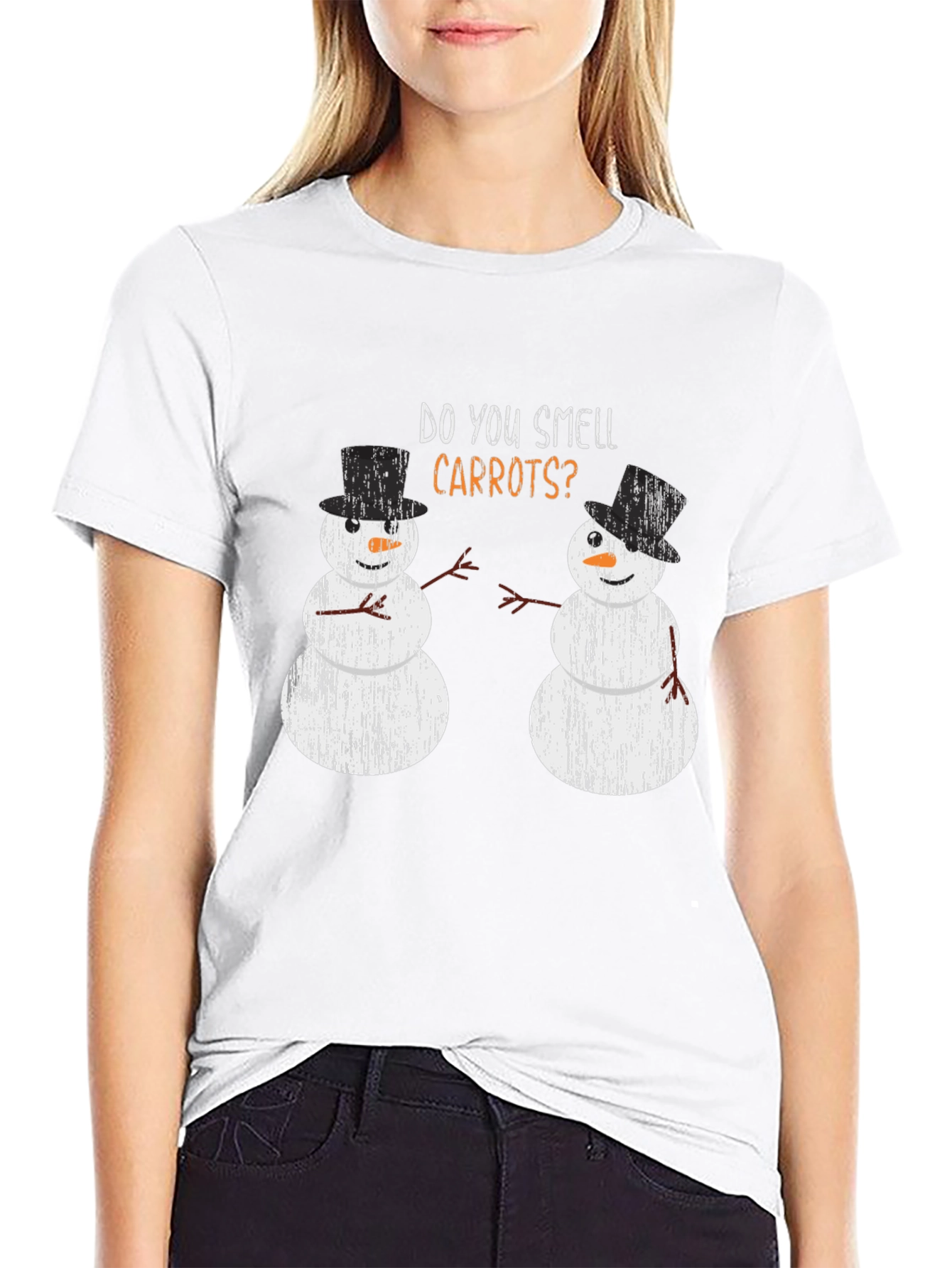 Do You Smell Carrots? Funny Snowman Graphic T-Shirt