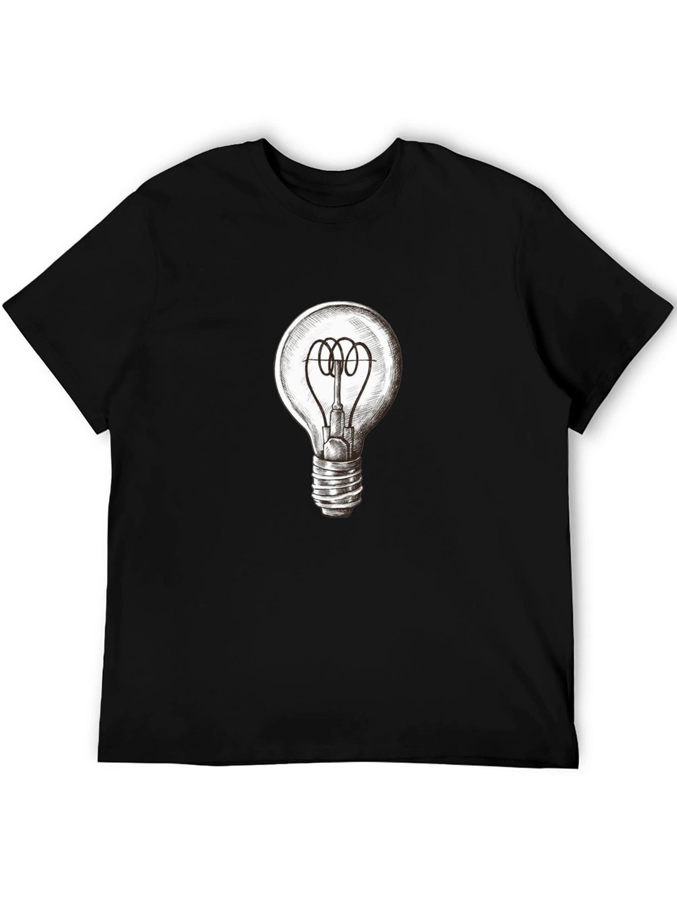 Light Bulb Graphic Tee - Black Cotton T-Shirt