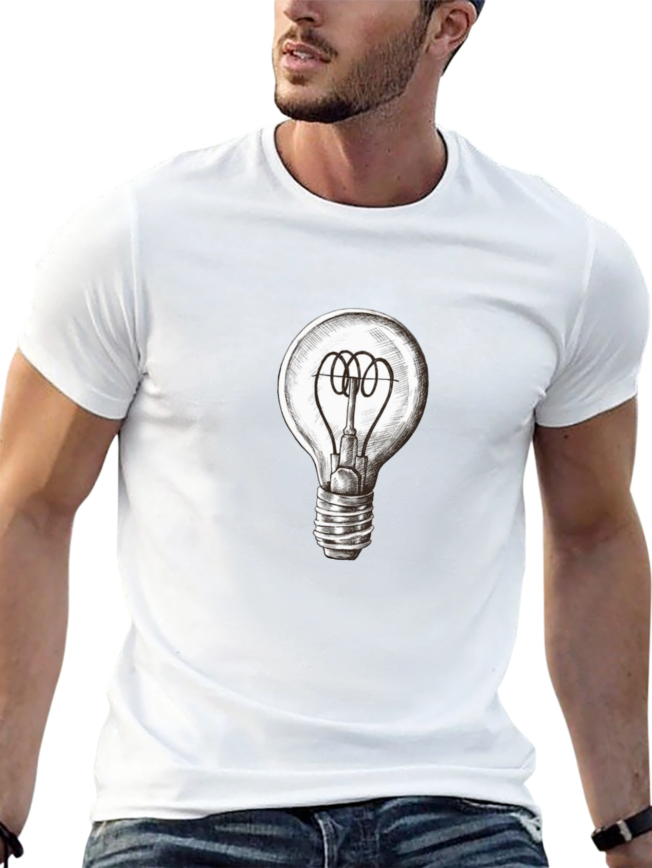 Light Bulb Graphic Tee - Black Cotton T-Shirt