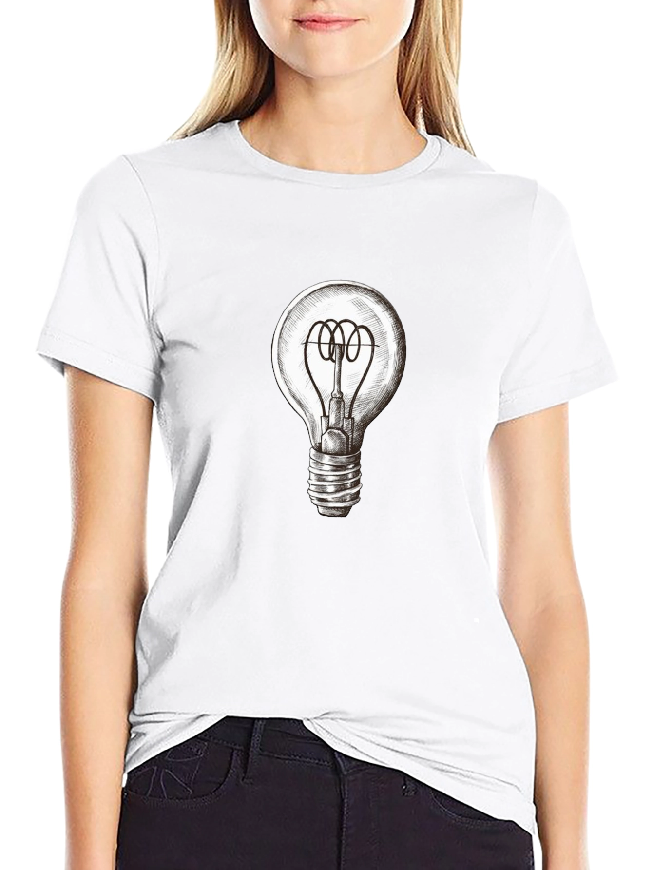 Light Bulb Graphic Tee - Black Cotton T-Shirt