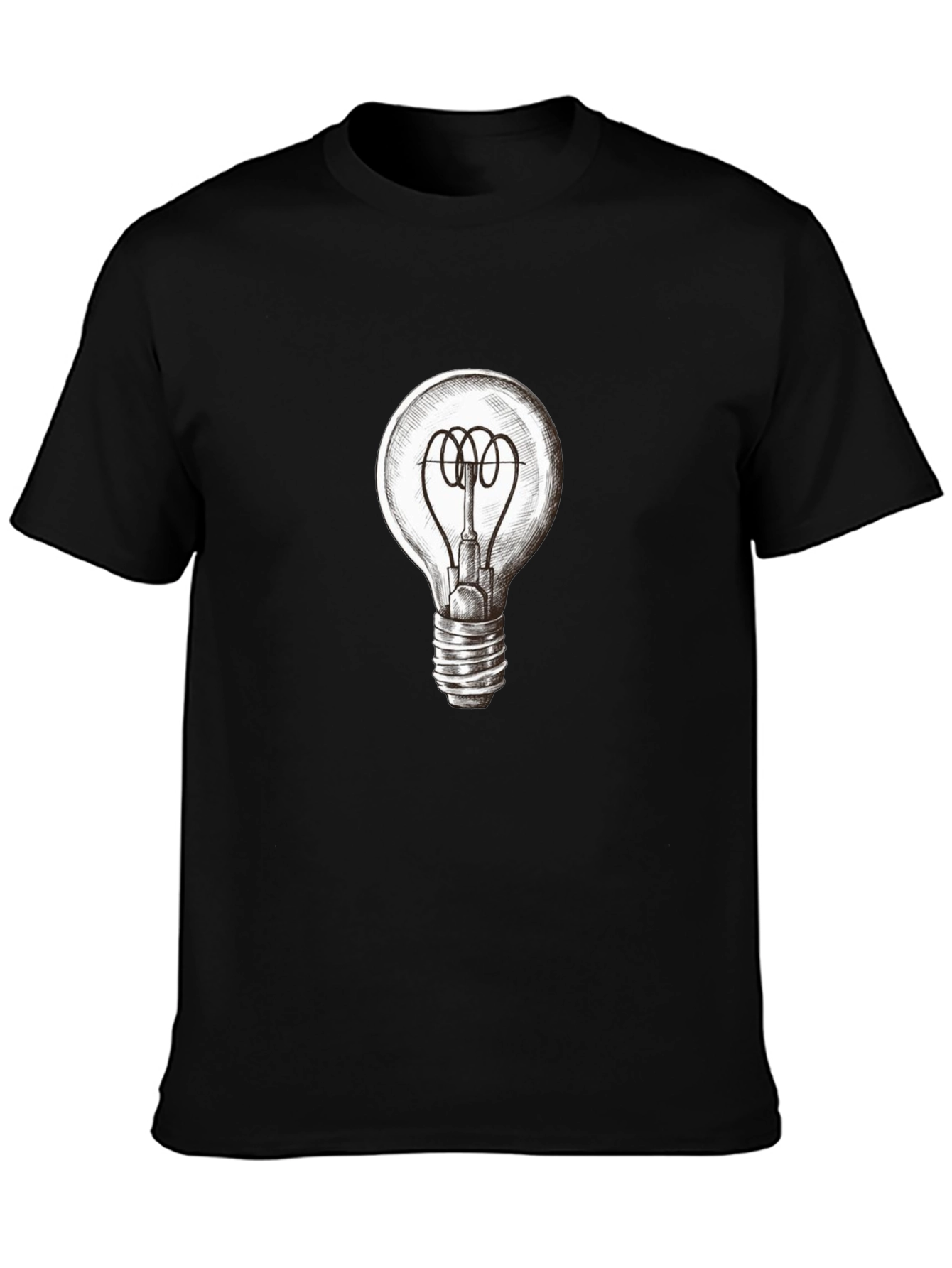 Light Bulb Graphic Tee - Black Cotton T-Shirt