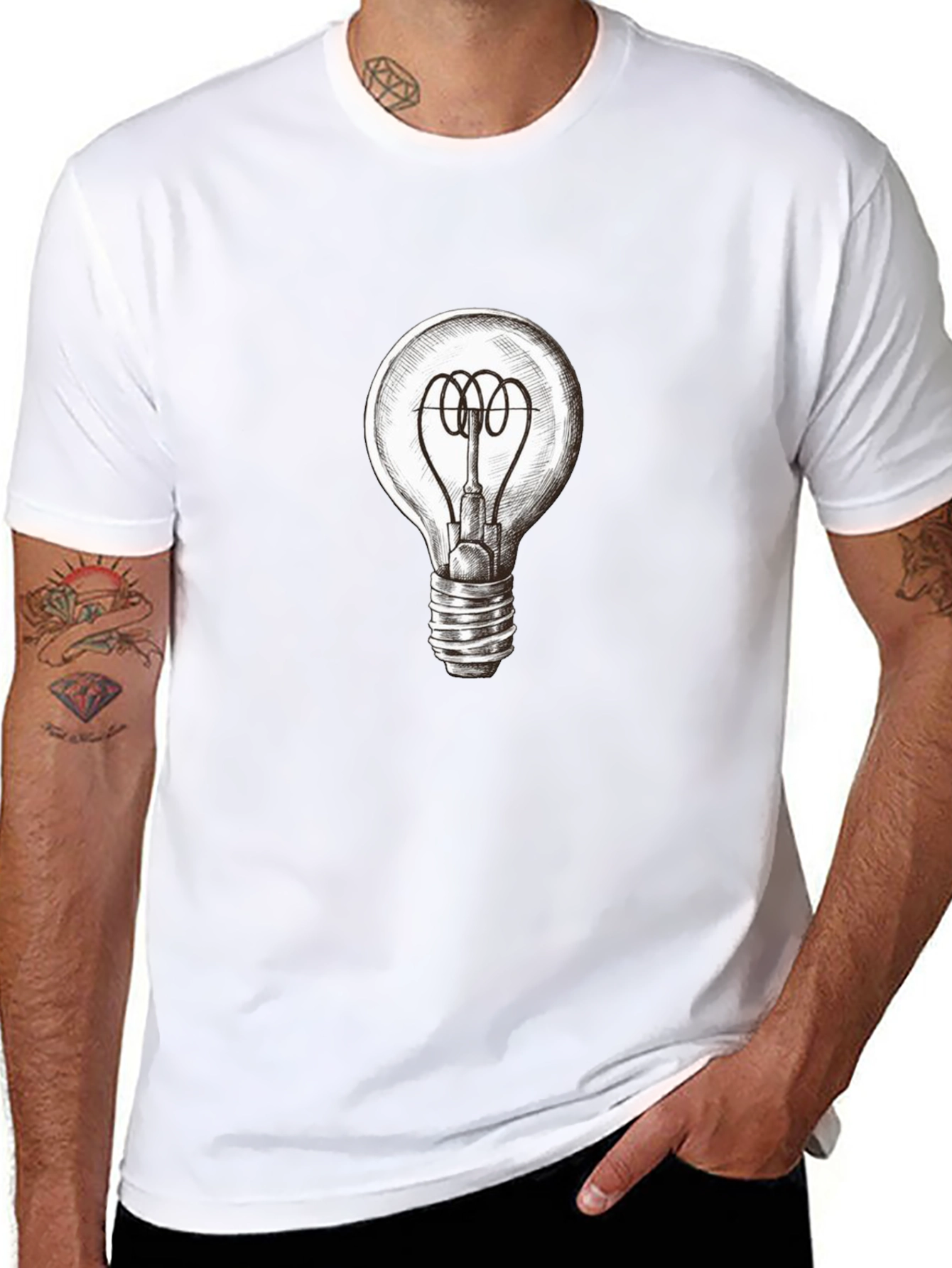 Light Bulb Graphic Tee - Black Cotton T-Shirt