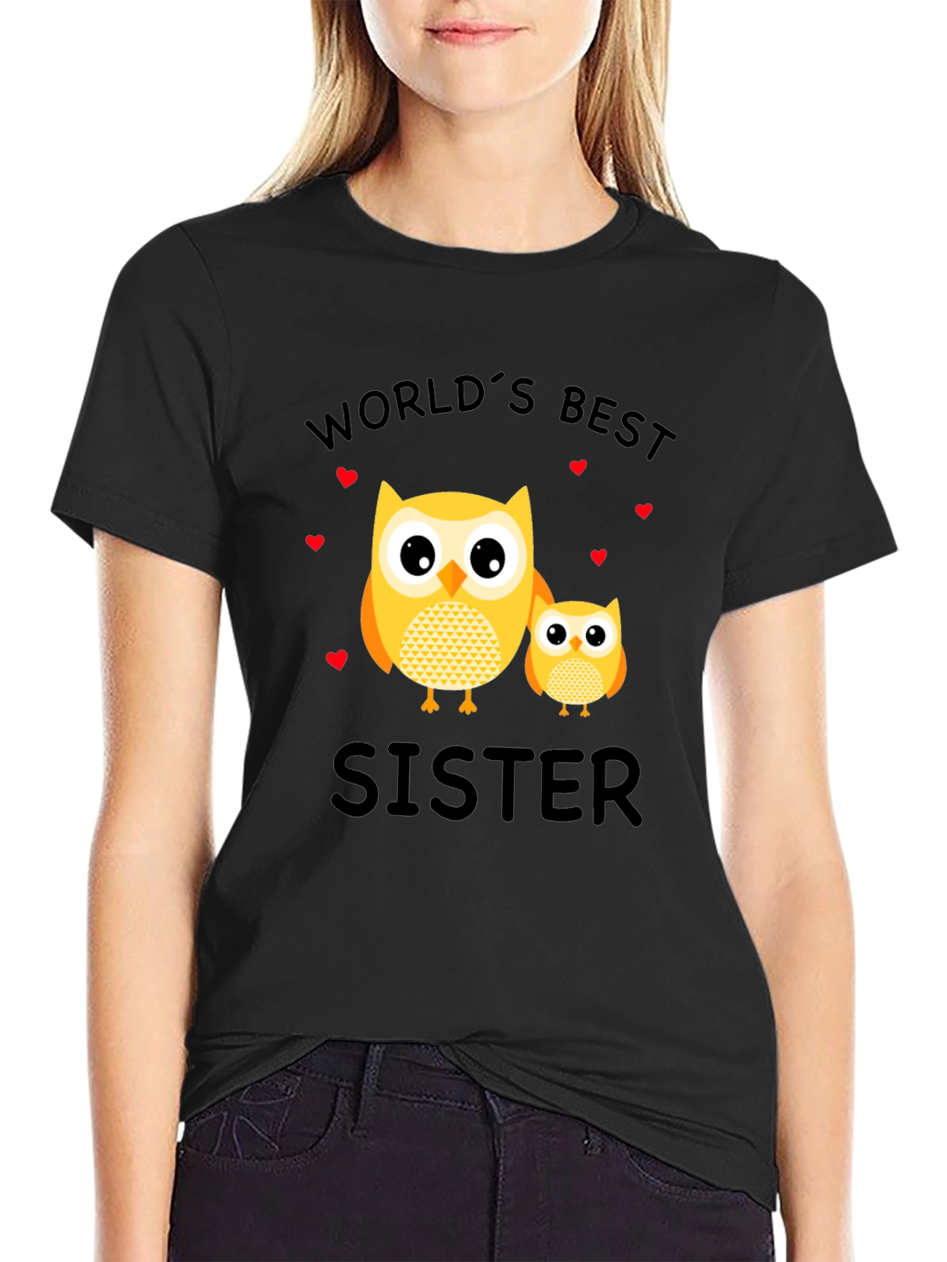 Worlds Best Sister Owl Graphic T-Shirt